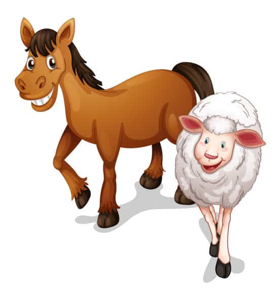 join email invitation from cute horse and sheep farm animals 